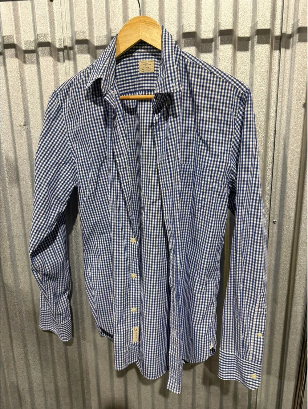 J.Crew 2-Ply Cotton Blue & White Gingham Button-Up Shirt Size S